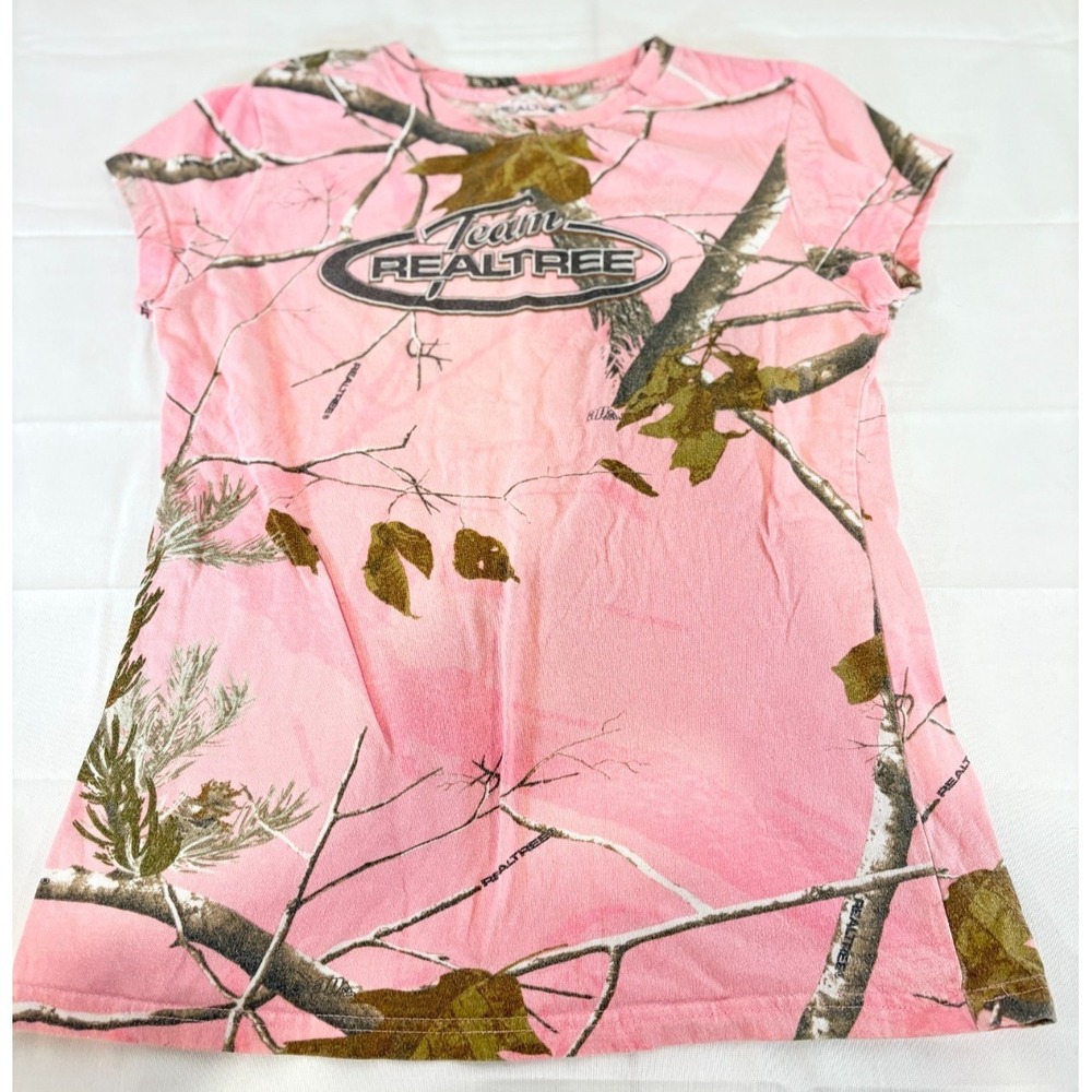 Realtree Pink Camo Short Sleeve Girls T-Shirt Size‎ Medium M 8-10